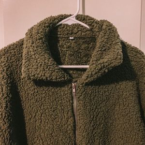 Olive Green Teddy Bear Coat